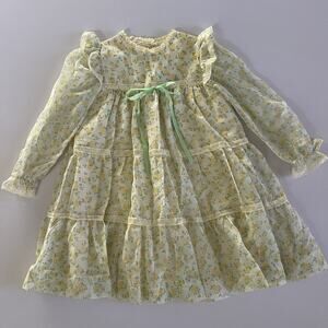 Girl's Vintage Winnie the Pooh Long Sleeve Prairie Dress